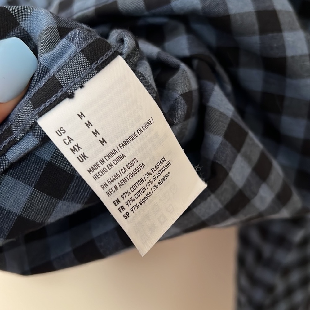 American Eagle Checkered Button Down Size M Class… - image 5